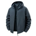 thumbnail image 1 of HAiming Fleece Lined Jackets Coats for Men Full Zip Casual Long Sleeve Solid Color Hooded Outwear with Pockets, 1 of 6