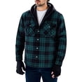 thumbnail image 1 of HAiming Fleece Lined Jackets Plaid Button down Coat Casual Long Sleeve Drawstring Hooded Outwear with Pocket, 1 of 3