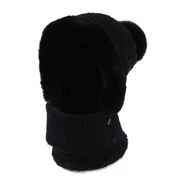 HAiming Fleece Lined Knit Hat Neck Warm Earflap Thermal Thick for Women Winter Hood Cold Weather Cap