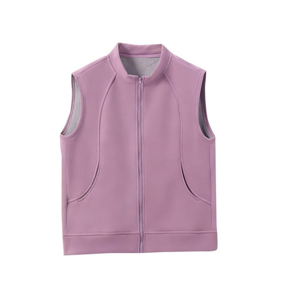 HAiming Fleece Lined Plus Size Vest Jackets for Women Casual Sleeveless Stand Collar Coats Warm Clothes