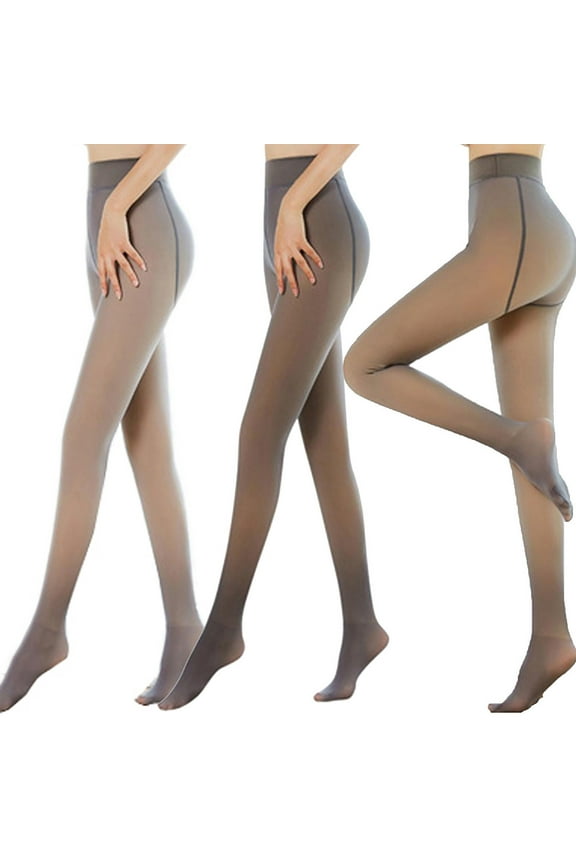 Fleece Lined Tights Women Fake Translucent Thermal Pantyhose Leggings Winter Solid Thick Warm Footed Stockings