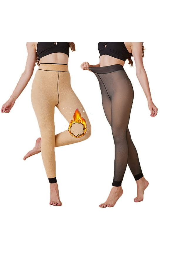 Fleece Lined Tights Women Sheer Fake Translucent Winter Thermal Pantyhose Opaque Warm Thick High Waist Leggings