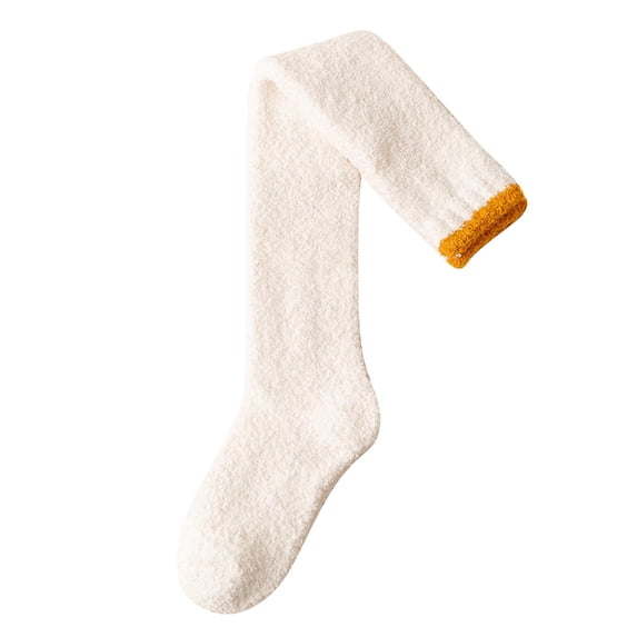 HAiming Fleece Thigh High Socks for Women Solid Color Casual Comfy Warm Socks Winter Going out Loungewear Socks