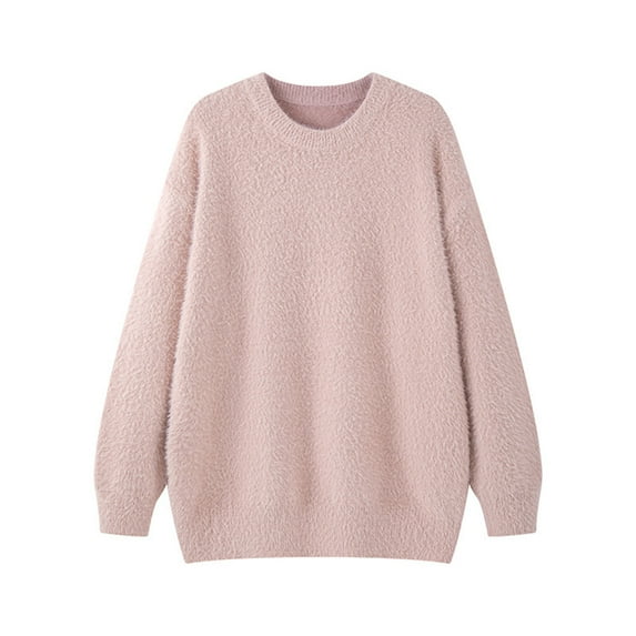 HAiming Fleece Tops for Men Casual Winter Warm Crew Neck Loose Fuzzy Solid Color Thickened T Shirts