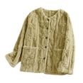 thumbnail image 1 of HAiming Fuzzy Jacket for Women Cute Flower Warm Fleece Long Sleeve Crew Neck Button down Winter Coats with Pockets, 1 of 1