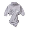thumbnail image 1 of HAiming Girls 2PCS Sets Outfits Fleece Half Zip Pullover Stand Collar Sweatshirt and Sweatpants Clothes with Pockets, 1 of 7