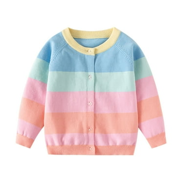 HAiming Girls Cardigan Sweater Trendy Printed Long Sleeve Round Neck Button down Casual Loose Knit Outwear Coat