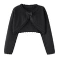 thumbnail image 1 of HAiming Girls Cotton Cardigan Sweater Cropped Knit Open Front Long Sleeve Bow Lace Round Neck Cover up Solid Color Clothes, 1 of 7