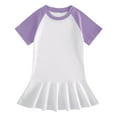 thumbnail image 1 of HAiming Girls Cotton Pleated Dress Toddler Short Sleeve Crewneck A-Line Color Block T-Shirt for School, 1 of 2