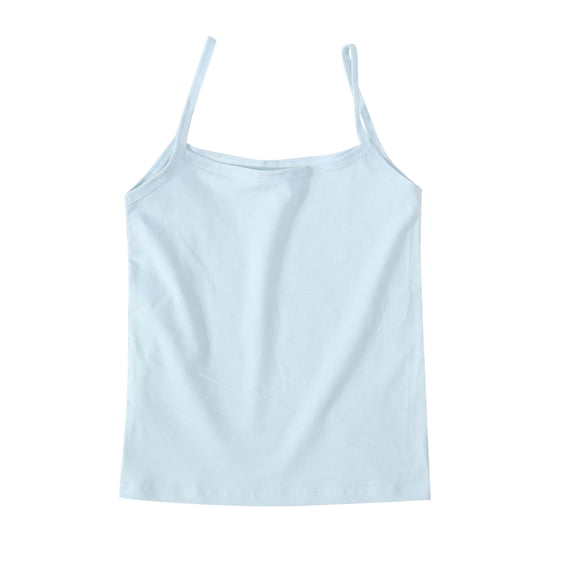 HAiming Girls Cotton Spaghetti Strap Tank Tops Lightweight Soft Comfy Basic Solid Color Undershirts