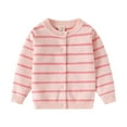 thumbnail image 1 of HAiming Girls Cotton Striped Knit Cardigan Long Sleeve Crew Neck Kids Open Front Sweater for Children Size 1-8 Years, 1 of 9