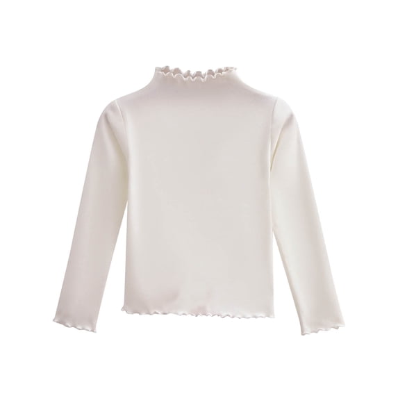 HAiming Girls Cotton T-Shirt Tops Long Sleeve Slim Velvet Lightweight High Collar Lettuce Neck Base Layer Tees