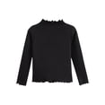 thumbnail image 1 of HAiming Girls Cotton T-Shirt Tops Long Sleeve Slim Velvet Lightweight High Collar Lettuce Neck Base Layer Tees, 1 of 5