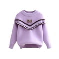 thumbnail image 1 of HAiming Girls Cute Bow Sweater Crew Neck Long Sleeve Drop Shoulder Loose Pullover Tops Children Knitted Blouse, 1 of 3
