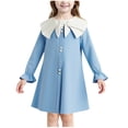 thumbnail image 1 of HAiming Girls Dresses Long Sleeve Bow Collar Casual Color Block Trendy Dress School Uniform Elegant Outfit, 1 of 9
