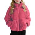thumbnail image 1 of HAiming Girls Fleece Coat Zip up Jacket Warm Fuzzy Outwear Stand-Up Collar Cute Outwear Tops with Pockets, 1 of 8
