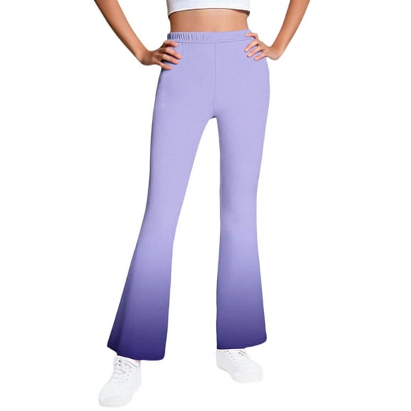 HAiming Girls Fleece Lined Flare Pants Gradient Casual Winter Warm Cute Warm Fall Trendy Trousers Clothes