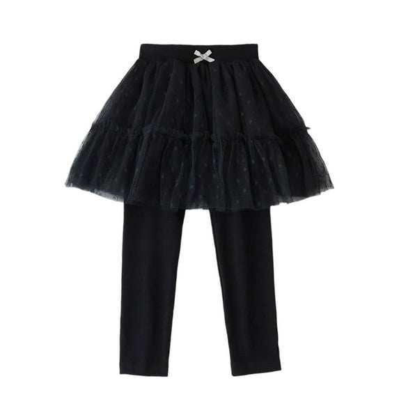 HAiming Girls Footless Leggings Tights Pants with Tulle Ruffle Polka Dots Skirt Stretchy Pantskirt