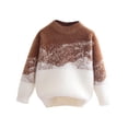 thumbnail image 1 of HAiming Girls Fuzzy Sweater Knit Long Sleeve Crew Neck Pullover Soft Stretch Color Block Casual Warm Tops, 1 of 2