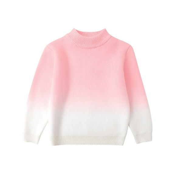 HAiming Girls Gradient Sweaters Long Sleeve Knit Sweater Color Block Pullover Fall Winter Tops