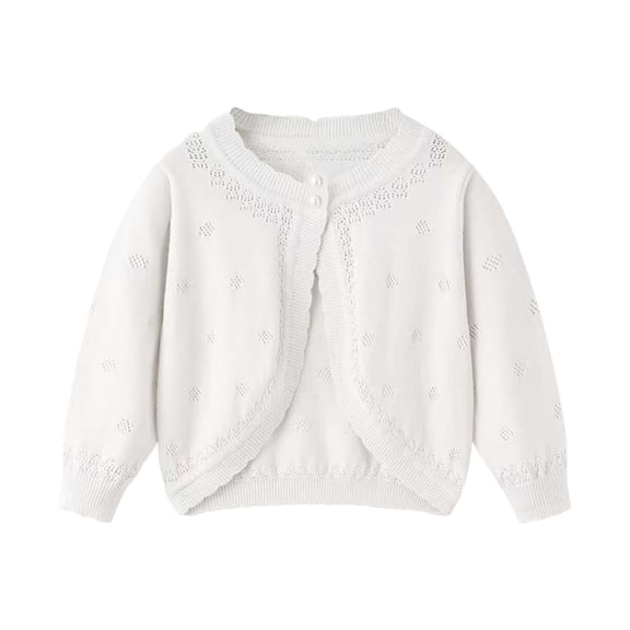HAiming Girls Knit Cotton Cropped Cardigan Kids Long Sleeve Open Front Shrug Sweater with Button Closure