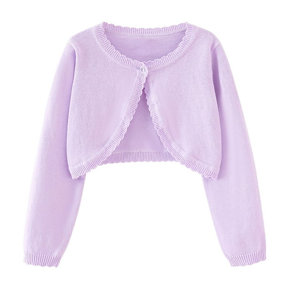 HAiming Girls Knit Cotton Cropped Cardigan Long Sleeve Ruffle Dress Sweater Toddler Cover up Baby Girl Clothes for Kids