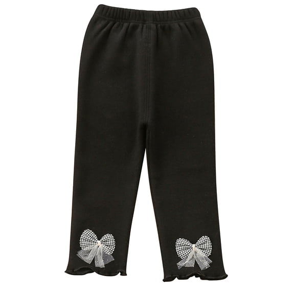 HAiming Girls Legging Fleece Lined Warm Stretch Pants Solid Color Comfortable Bottoms for Kids Lounge Playwear