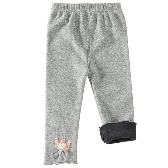 HAiming Girls Legging Fleece Lined Warm Stretch Pants Solid Color Comfortable Bottoms for Kids Lounge Playwear