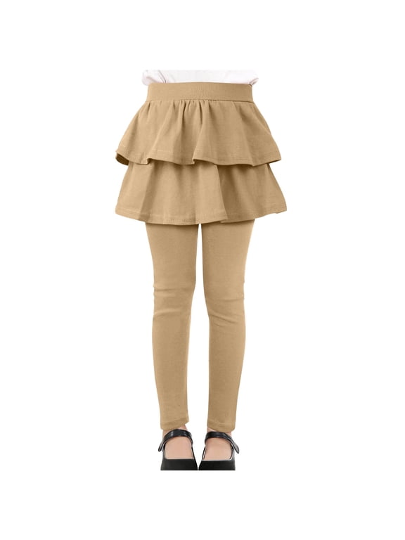Girls Leggings with Skirts Ruffled Skirt Pants Kids Casual School Uniform Stretchy Warm Tights Fall Clothes