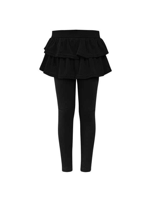 Girls Leggings with Skirts Ruffled Skirt Pants Kids Casual School Uniform Stretchy Warm Tights Fall Clothes