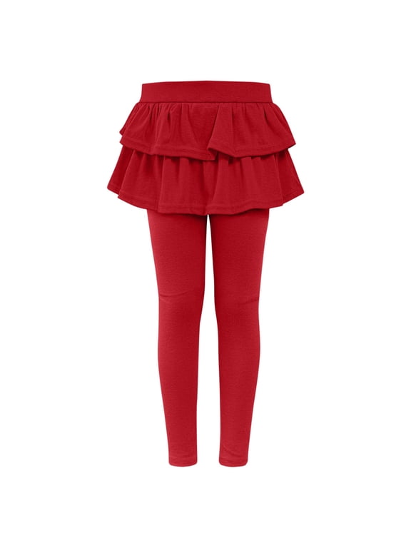 Girls Leggings with Skirts Ruffled Skirt Pants Kids Casual School Uniform Stretchy Warm Tights Fall Clothes