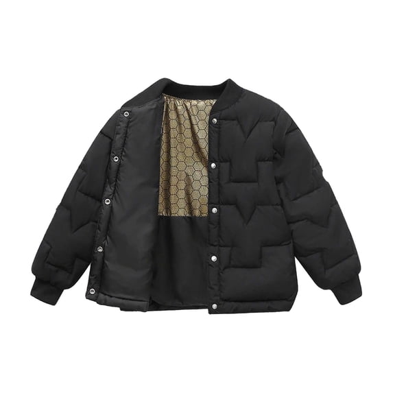HAiming Girls' Padded Jacket Zip up Long Sleeve Solid Color Coat Winter Warm Thicken Outdoor Jackets