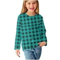 thumbnail image 1 of HAiming Girls Plaid Tops Kids Casual Cute Round Neck Long Sleeve Tunic Tops 2025 Fall Winter Pullover Blouse Clothes, 1 of 5