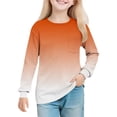 thumbnail image 1 of HAiming Girls Pullover Shirts Long Sleeve Color Block Crew Neck Comfy Casual Blouses Fall Winter Outdoors Undershirts, 1 of 8