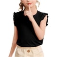 thumbnail image 1 of HAiming Girls Ruffle Sleeveless Cute T Shirt Kids Summer Solid Color Tops Loose Crewneck Pullover Casual Tees, 1 of 5