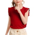 thumbnail image 1 of HAiming Girls Ruffle Sleeveless Cute T Shirt Kids Summer Solid Color Tops Loose Crewneck Pullover Casual Tees, 1 of 3