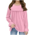 thumbnail image 1 of HAiming Girls Short Sleeve Tunic Tops Dressy Casual Loose Ruffle Round Neck T Shirts Kids Summer Soft Blouses, 1 of 9