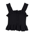 thumbnail image 1 of HAiming Girls Summer Cute Tank Top Kids Trendy Ruffle Knitted Square Neck Sleeveless Casual T-Shirts Tees, 1 of 5