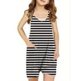 thumbnail image 1 of HAiming Girls Summer Jumpsuit Striped Printing Spaghetti Strap Sleeveless Loose Romper Short Pants with Pocket, 1 of 6