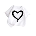 thumbnail image 1 of HAiming Girls Summer T Shirts Short Sleeve Printed Cute Trendy Tee Vacation Workout Kids Tops Solid Color Casual Scoop Neck Blouses, 1 of 5