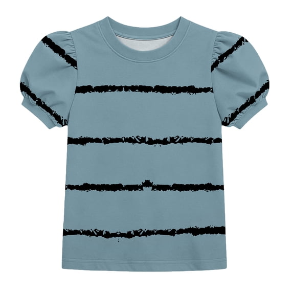 HAiming Girls Summer Tops Striped Short Sleeve Color Block Loose Casual Trendy T Shirts Scoop Neck Blouses Vacation Workout Kids Tops