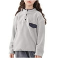 thumbnail image 1 of HAiming Girls Toddlers Fleece Fuzzy Jacket Casual Long Sleeve 1/4 Button Pullover with Pockets Kids Trendy Tops, 1 of 5