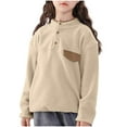 thumbnail image 1 of HAiming Girls Toddlers Fleece Fuzzy Jacket Casual Long Sleeve 1/4 Button Pullover with Pockets Kids Trendy Tops, 1 of 5