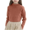 thumbnail image 1 of HAiming Girls Turtleneck Sweater Ribbed Knit Long Sleeve Pullover Soft Stretch Solid Color Casual Warm Top, 1 of 2