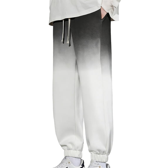 HAiming Gradient Color Block Men's Jogging Pants Casual Elastic Drawstring Waist Sweatpants Fashion Clothes with Pocket