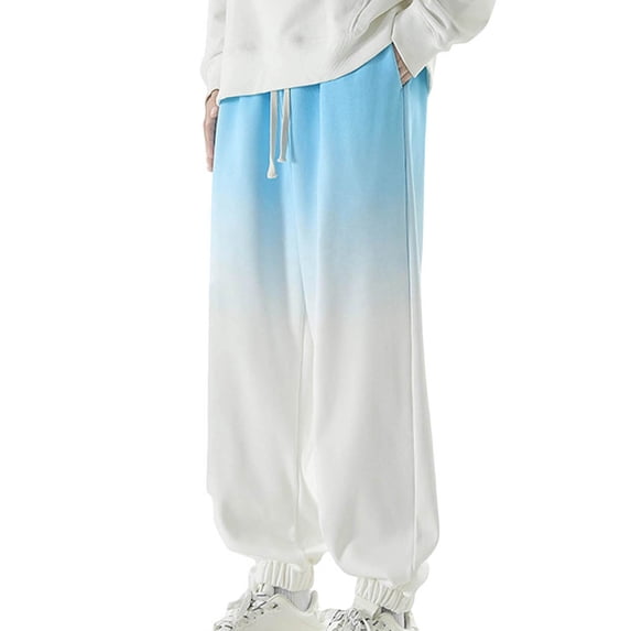 HAiming Gradient Color Block Men's Jogging Pants Casual Elastic Drawstring Waist Sweatpants Fashion Clothes with Pocket