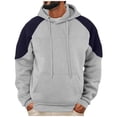 thumbnail image 1 of HAiming Hoodie for men Color Block fleece lined Pullover long sleeve Casual Drawstring Hooded Sweatshirts with pocket, 1 of 7