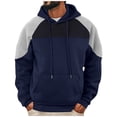 thumbnail image 1 of HAiming Hoodie for men Color Block fleece lined Pullover long sleeve Casual Drawstring Hooded Sweatshirts with pocket, 1 of 8