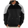thumbnail image 1 of HAiming Hoodie for men Color Block fleece lined Pullover long sleeve causal Drawstring Hooded Sweatshirts with pocket, 1 of 7