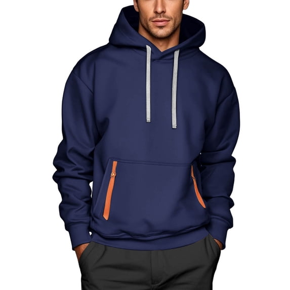 HAiming Hoodies for Men Casual Long Sleeve Pullover Drawstring Hooded Sweatshirt Fall Fashion Lightweight Tops